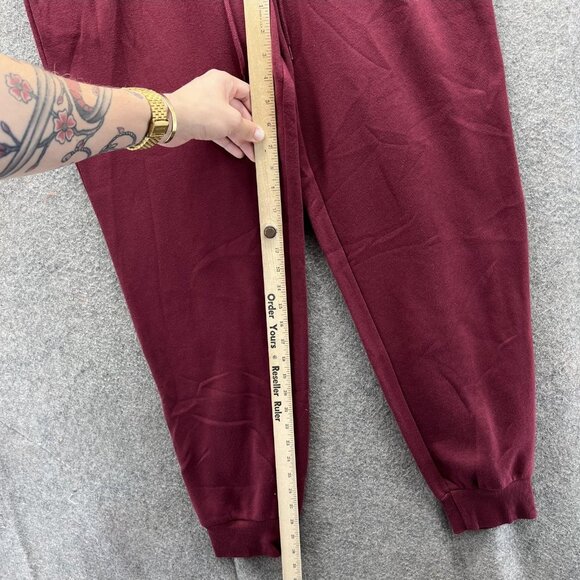 True Religion Jogger Pants Mens Large Red Zinfandel Flock CWP02 Logo Sweatpants - Picture 4 of 13